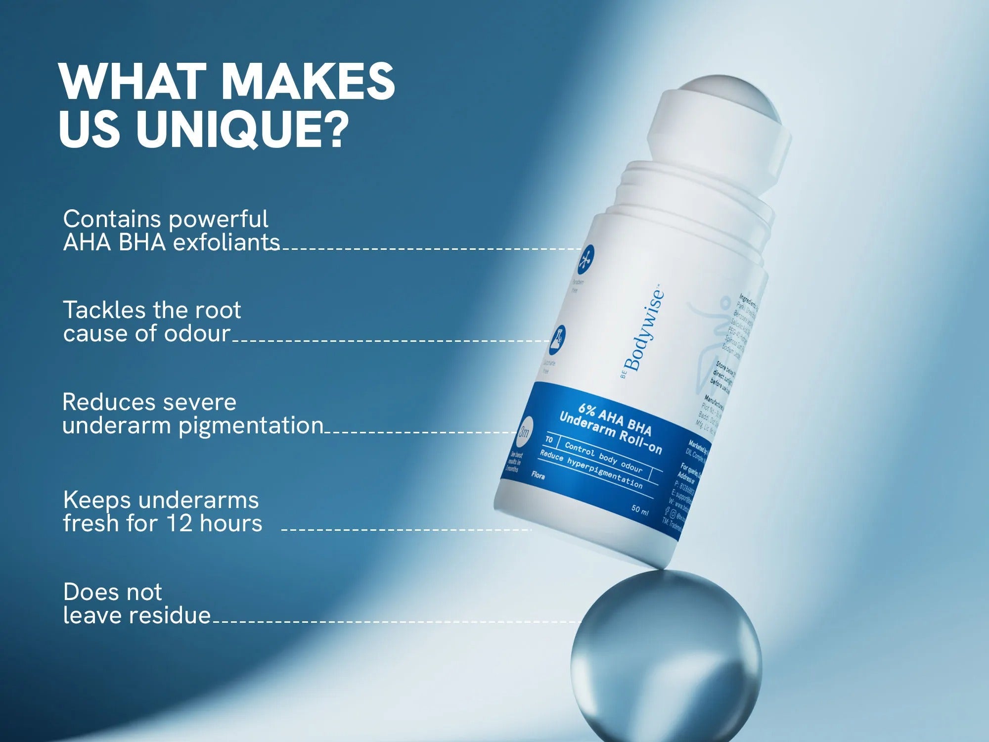 6% AHA BHA Underarm Roll On - Flora